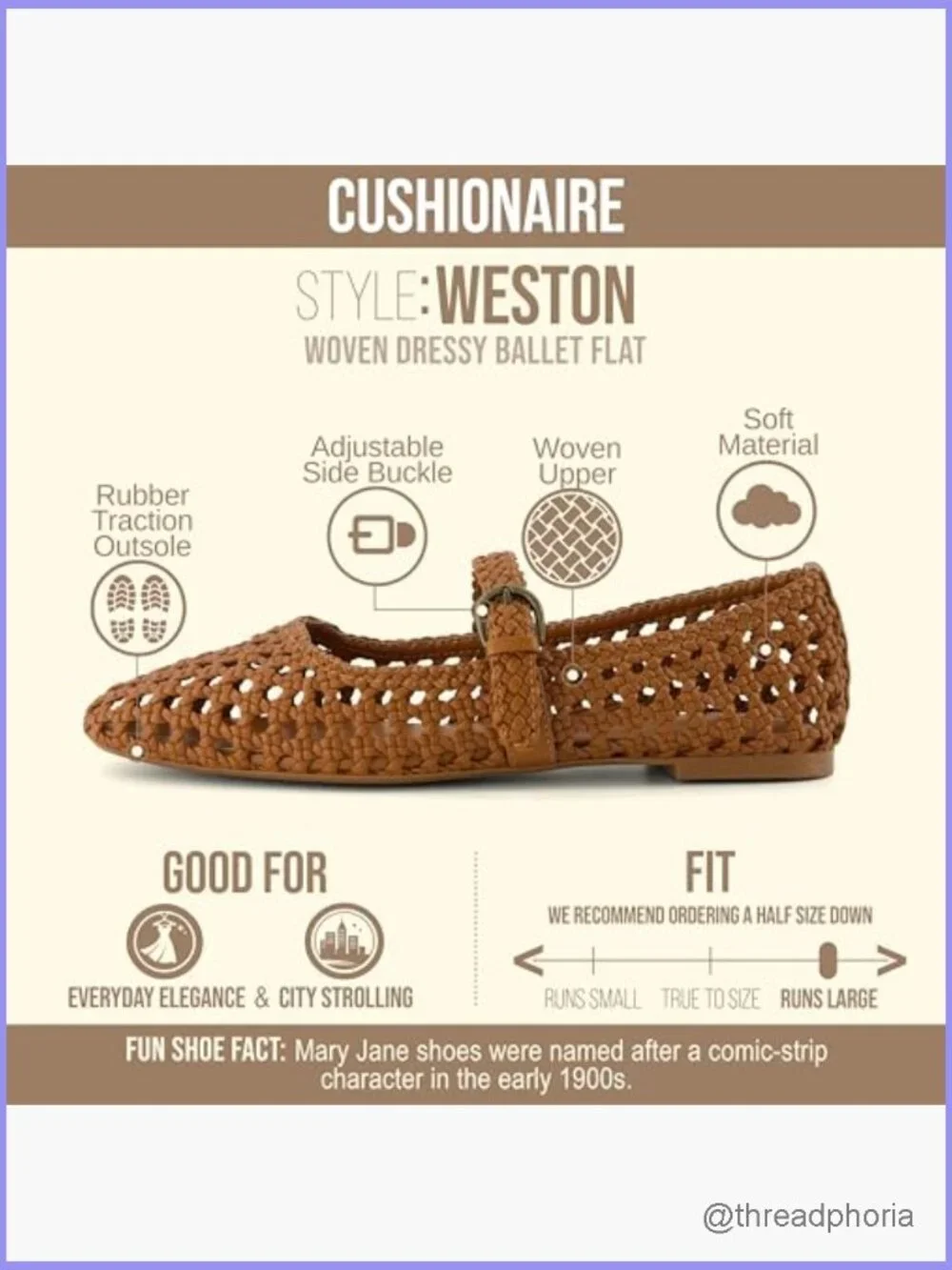 Hand Woven Mary Jane Flats with Memory Foam, Braided Adjustable Buckle, Dressy